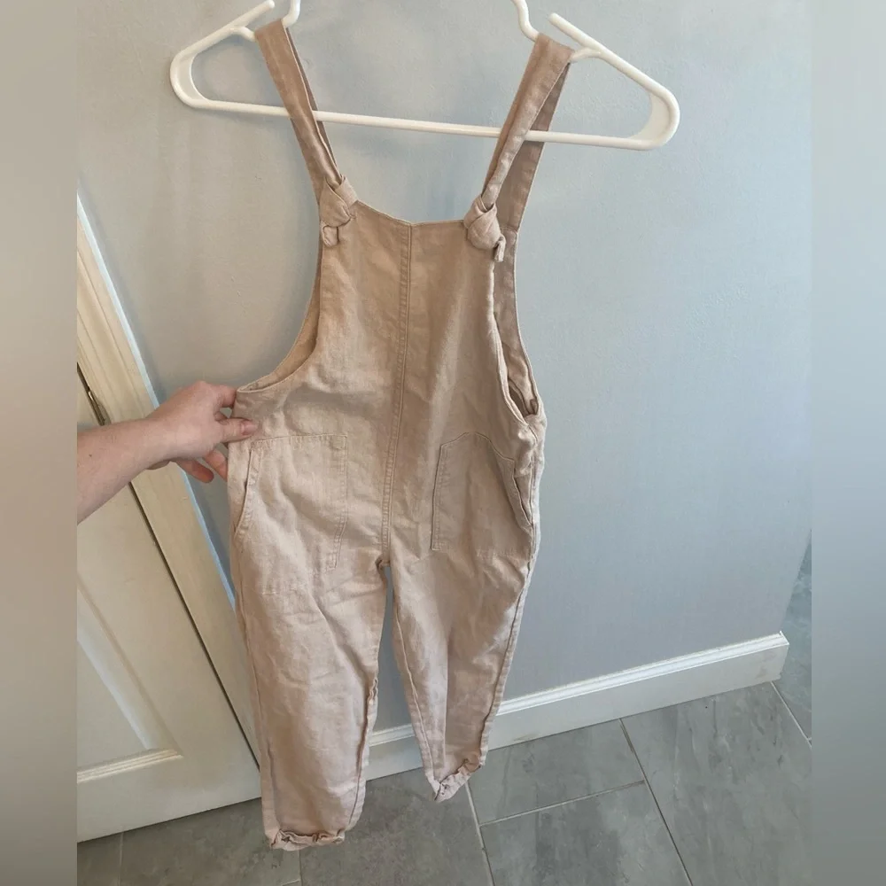 Vanilla Star Girls Linen Blend Sleeveless Jumper Cream Tan Color Sz Small
